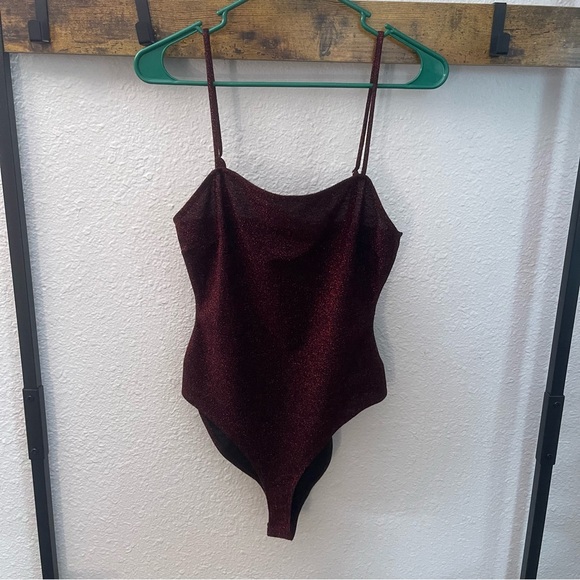 F21 Sparkle Red Bodysuit - Picture 1 of 5
